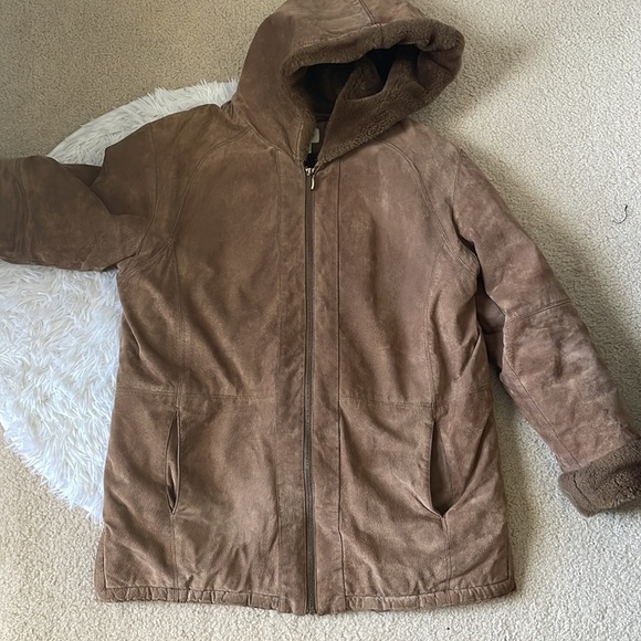 St. John’s Bay Suede And Faux Fur lined hooded jacket - Picture 10 of 12